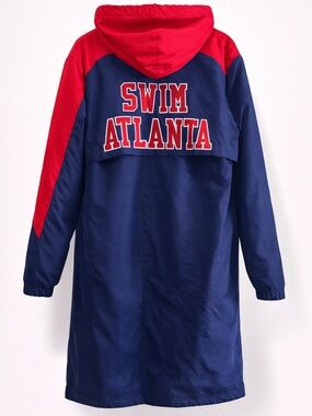 Speedo Swim Parka Swim Atlanta Jacket Red Blue Hooded Team Coat Sz S